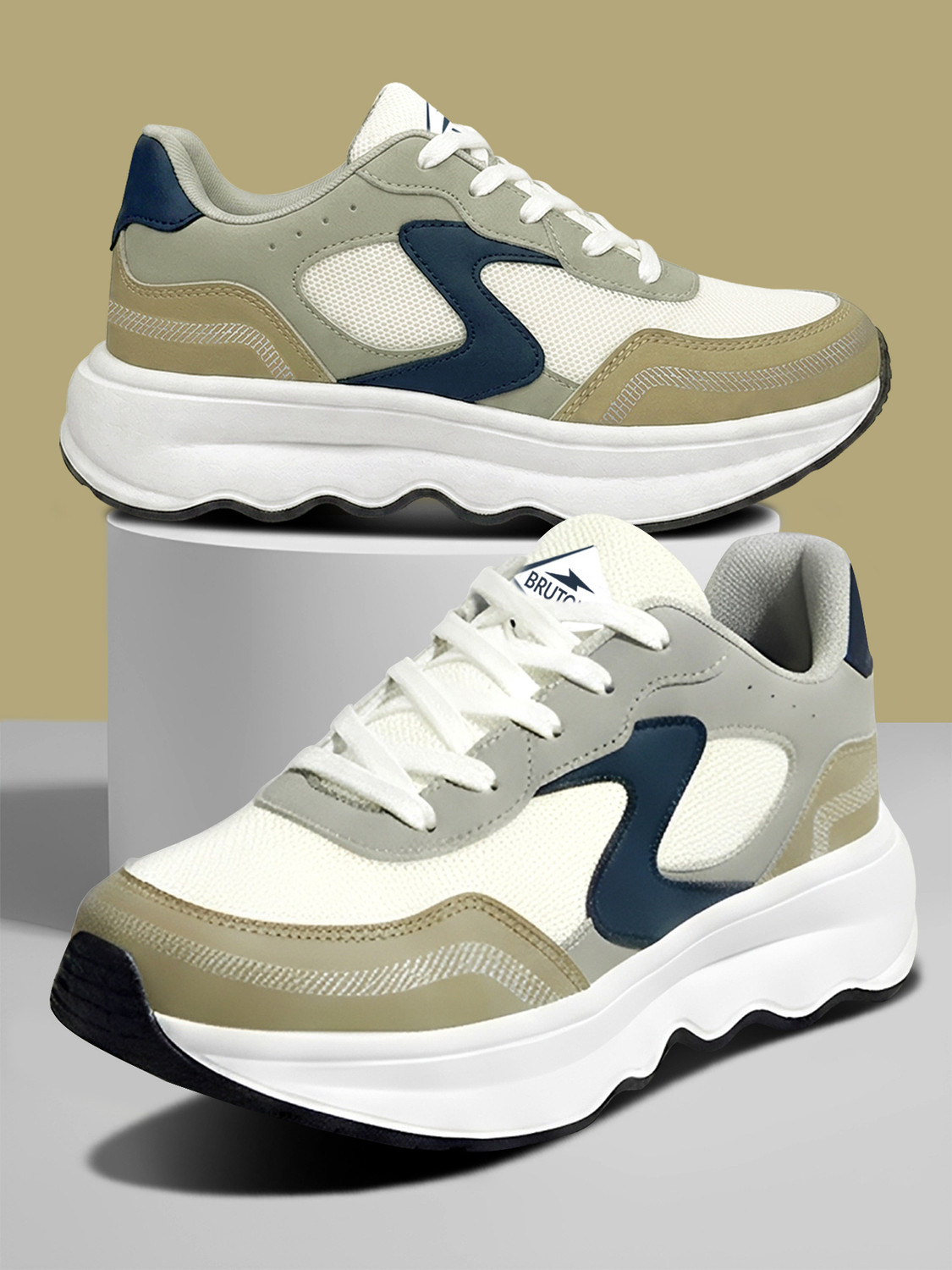 Image of BRUTON MOTION-609 Men's Casual Sneakers | Lightweight Lace-Up Shoes Sneakers For Men (Multicolor, 7)