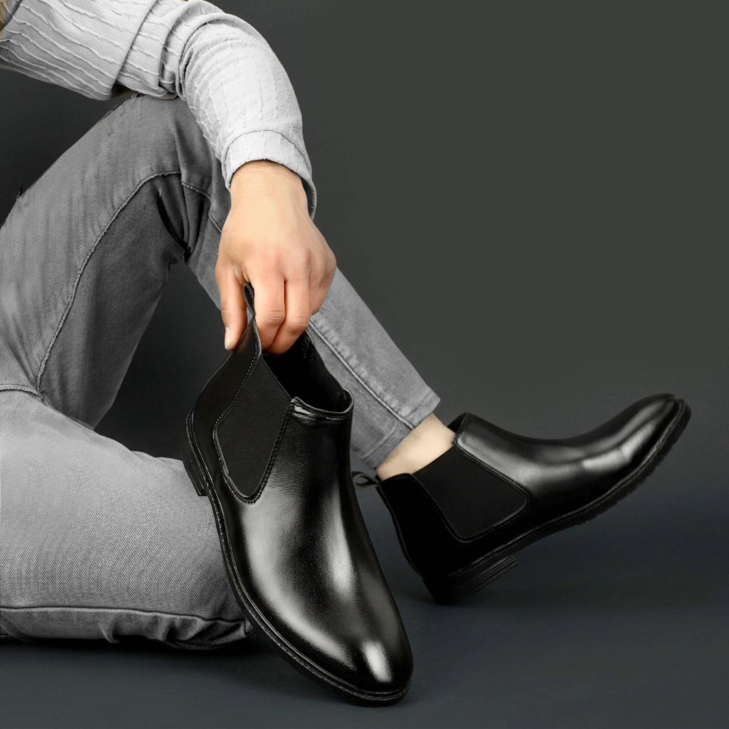 Footgrab Chelsea Boots For Men Black - Image 3