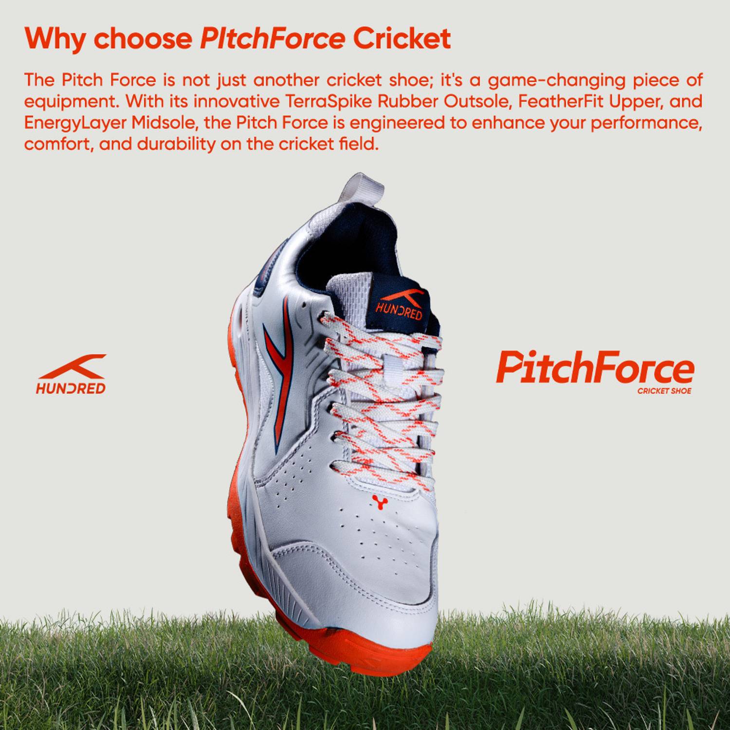 Hundred Pitch Force Cricket Shoes White - Image 4