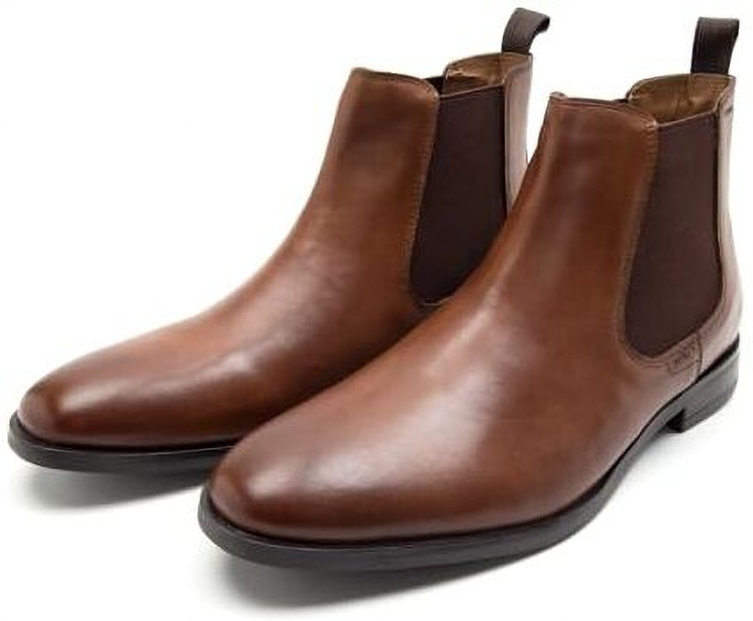 Image of THOMAS CRICK Premium Leather Pull Tab Elasticated Side Cushioned Insole Chelsea Boots For Men