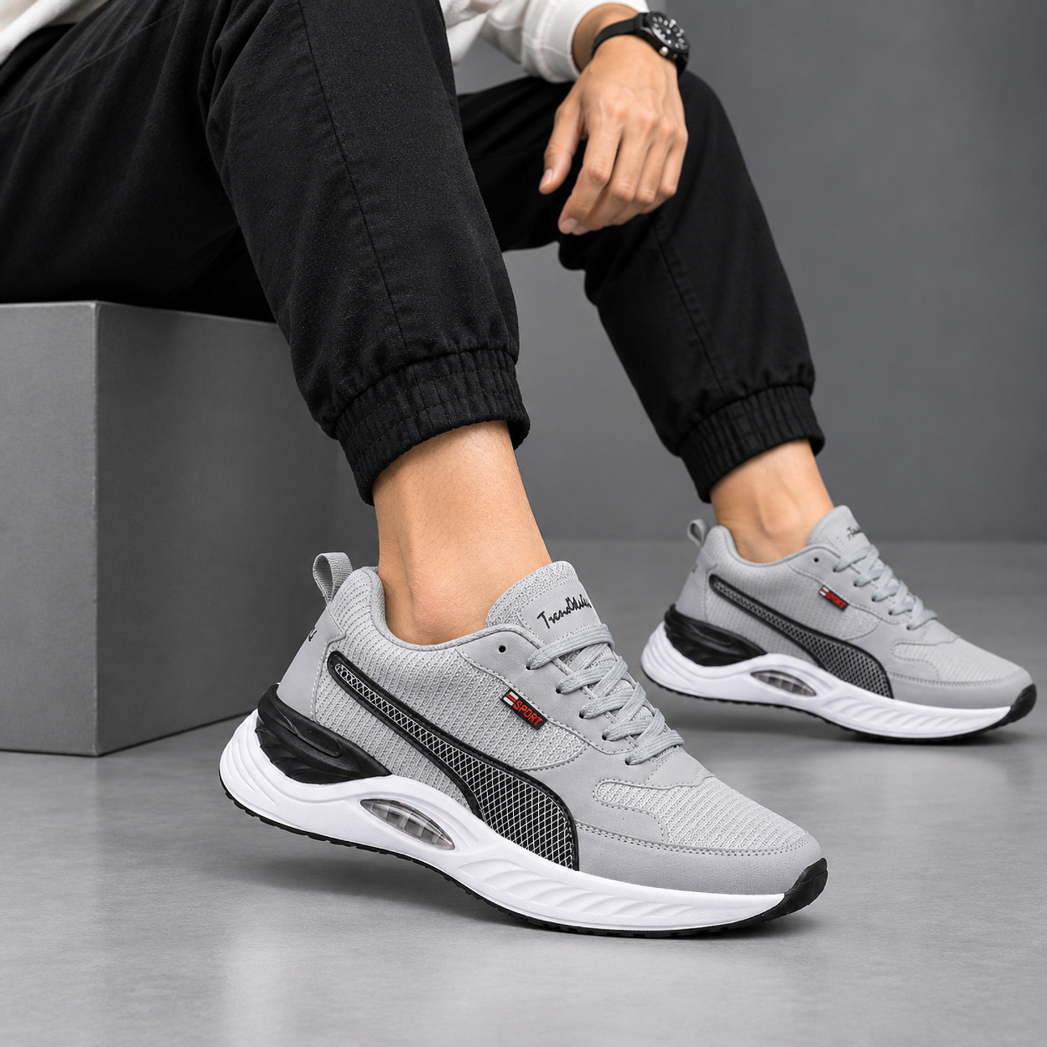 Image of TrendWalk Sneakers For Men (Grey) Sneakers For Men