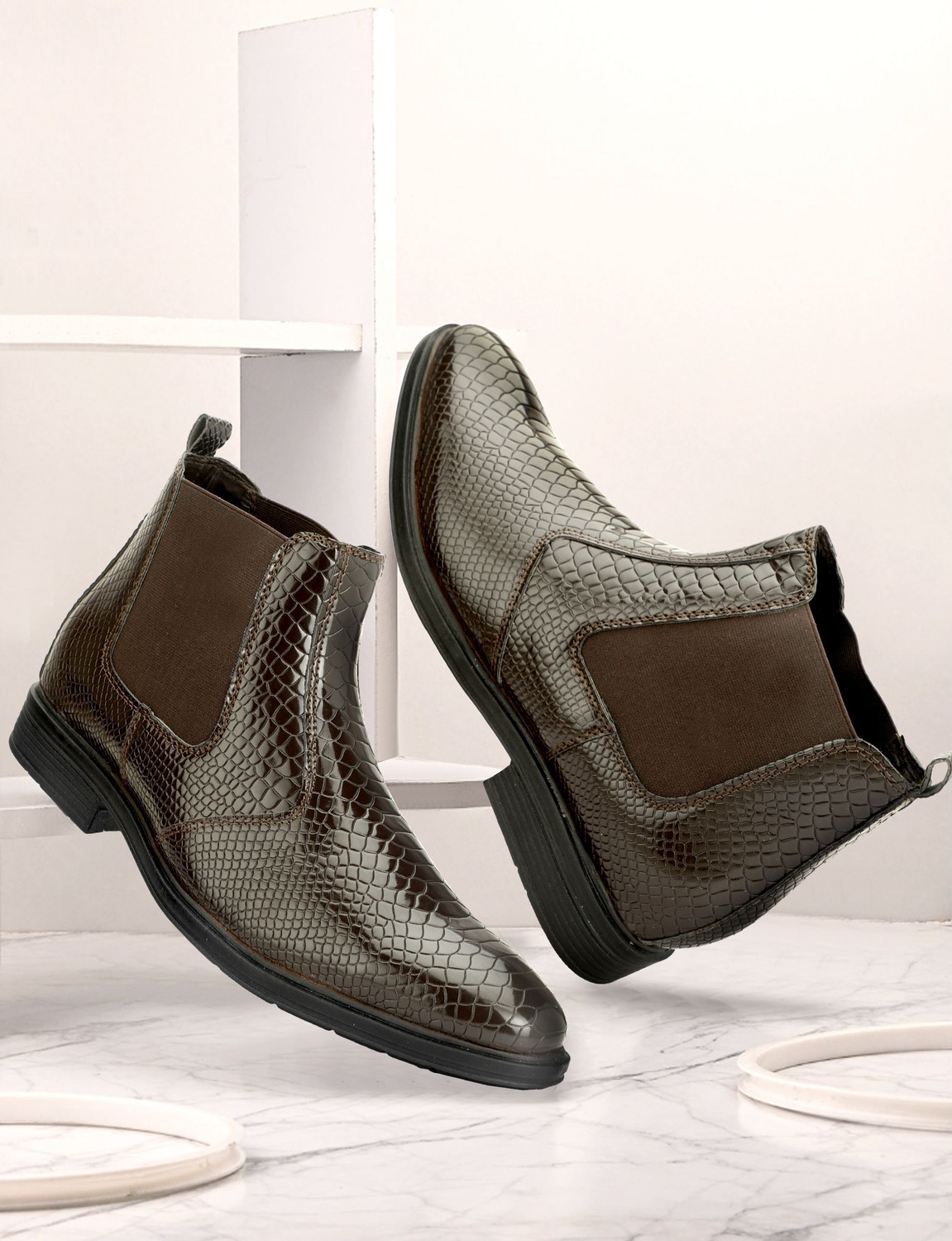 Image of STALAG Men's Croco Texture Synthatic Leather chalasa boot Boots For Men Boots For Men