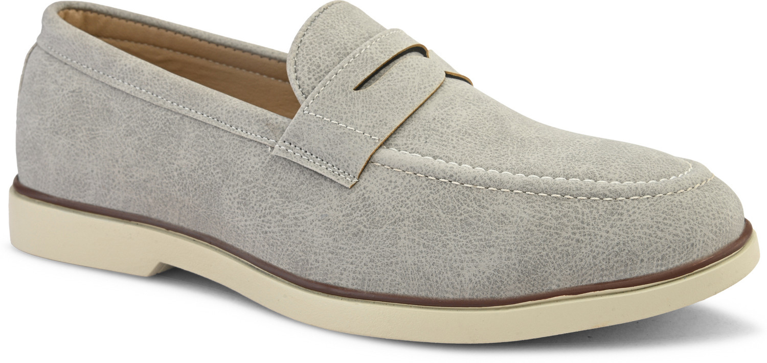 Image of Roadster Men beige solid suede round toe comfortable slip on moccasins stylish casual lo Loafers For Men