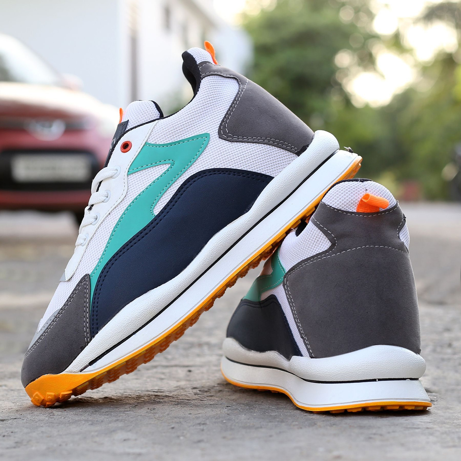 Image of BXXY Men's 3 Inch Hidden Height Increasing Navy Casual Sports, Walking Lace-Up shoes. Running Shoes For Men