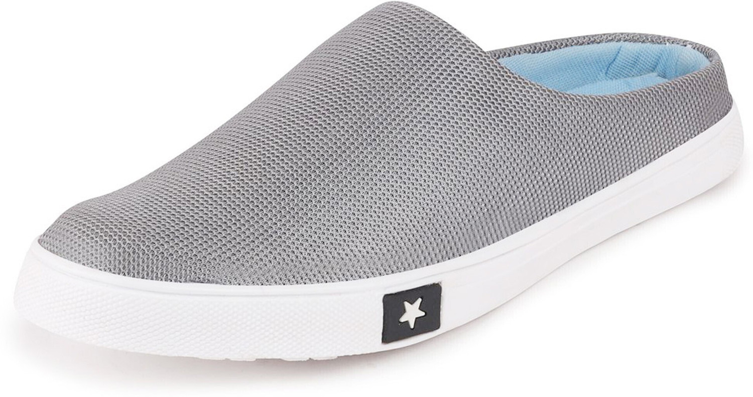 Image of FAUSTO Back Open Slip On Shoes for Daily Outfit|Evening|Outdoor|Casual|Fashion|Trending Loafers For Men (Grey, 43)