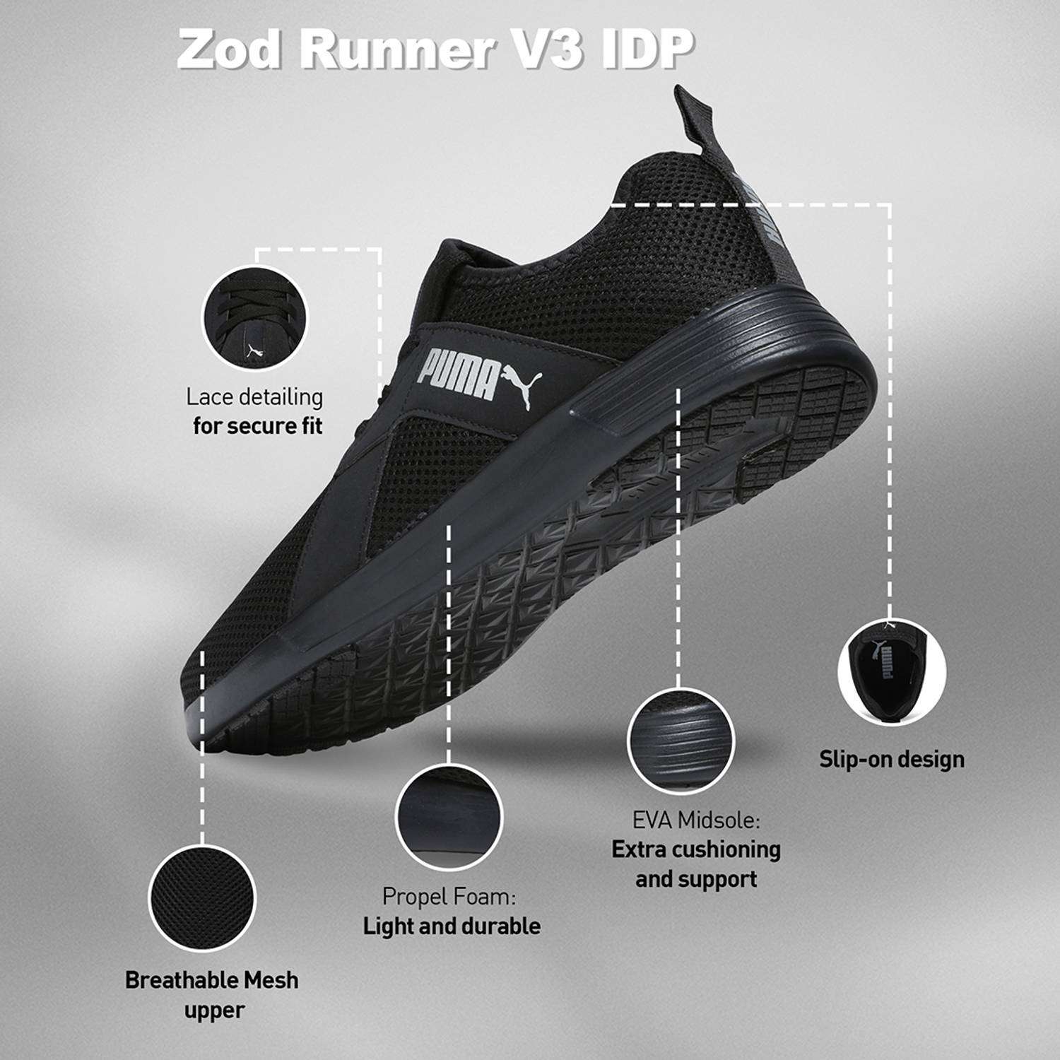 PUMA Zod Runner V3 IDP Black Sneakers - Image 5