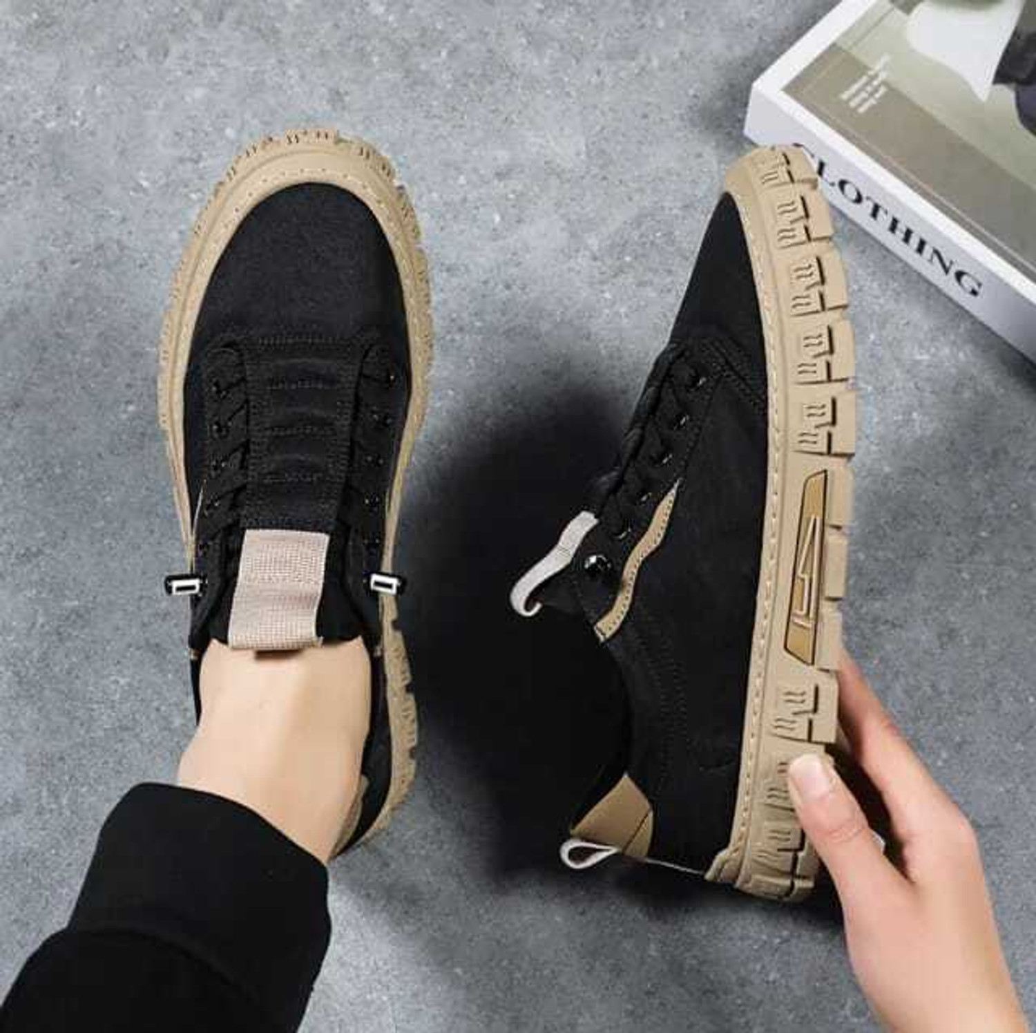 Image of style hub Men's Casual Sneakers - Stylish Low Top Lace-Up Shoe with Chunky Non-Slip Sole Casuals For Men