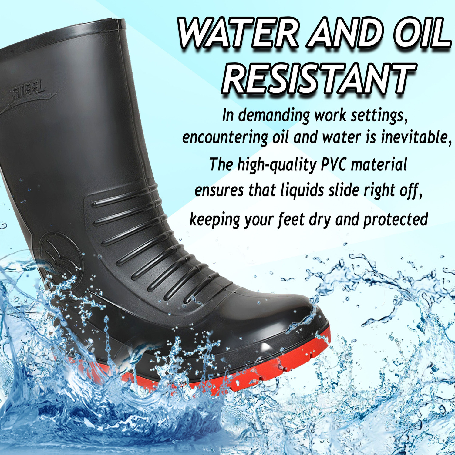 Image of Elecant PVC 10-inch Gumboots|| Oil and Water Resistant For Men