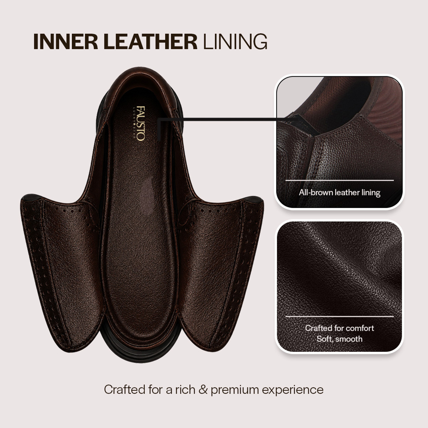 Image of FAUSTO Genuine Leather Round Toe Formal Hands-Free Slip-IN Shoe Flatform EVA Sole Slip On For Men