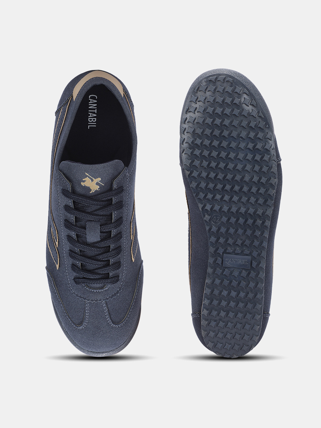 Image of Cantabil Men's Navy Colourblock Casual Sneakers Sneakers For Men (Navy, 7)