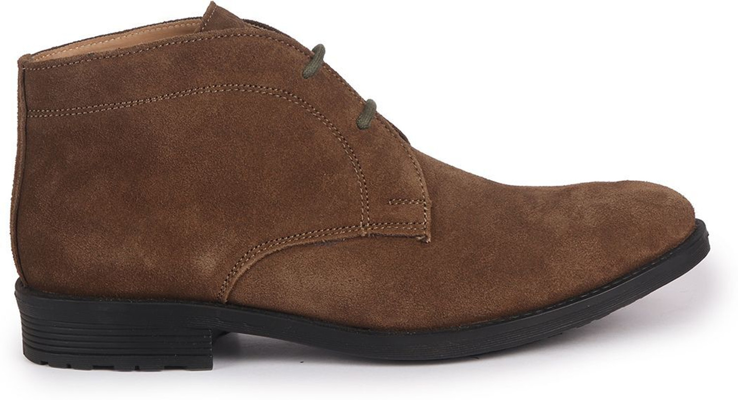 Image of FAUSTO Suede Leather Outdoor Winter High Ankle Lace Up Biker Chukka Boots For Men (Olive, 10)