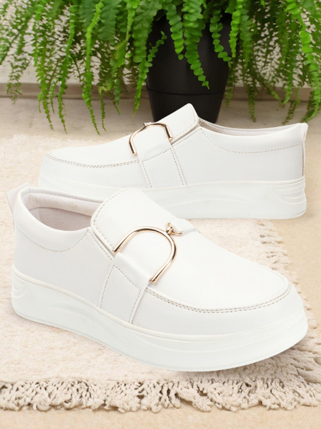Image of HimQuen Women buckle detailed synthetic moccasins for girls Loafers For Women