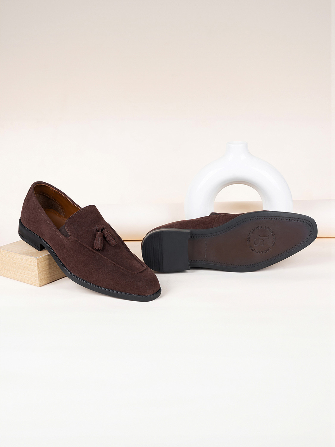 Image of LOUIS STITCH Brown Italian Suede Leather Casual Mocassin Shoes for Men - UK 7 (SXSUMCTA) Mocassin For Men