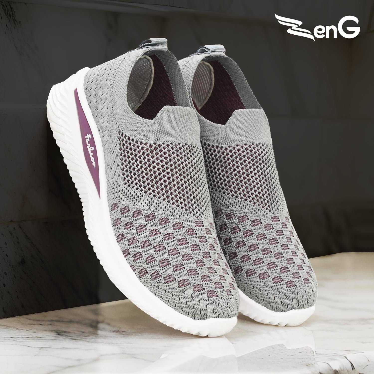 ZenG Men Casual Shoes Lightweight Flyknit Upper Slip on Shoes Sneakers For Women