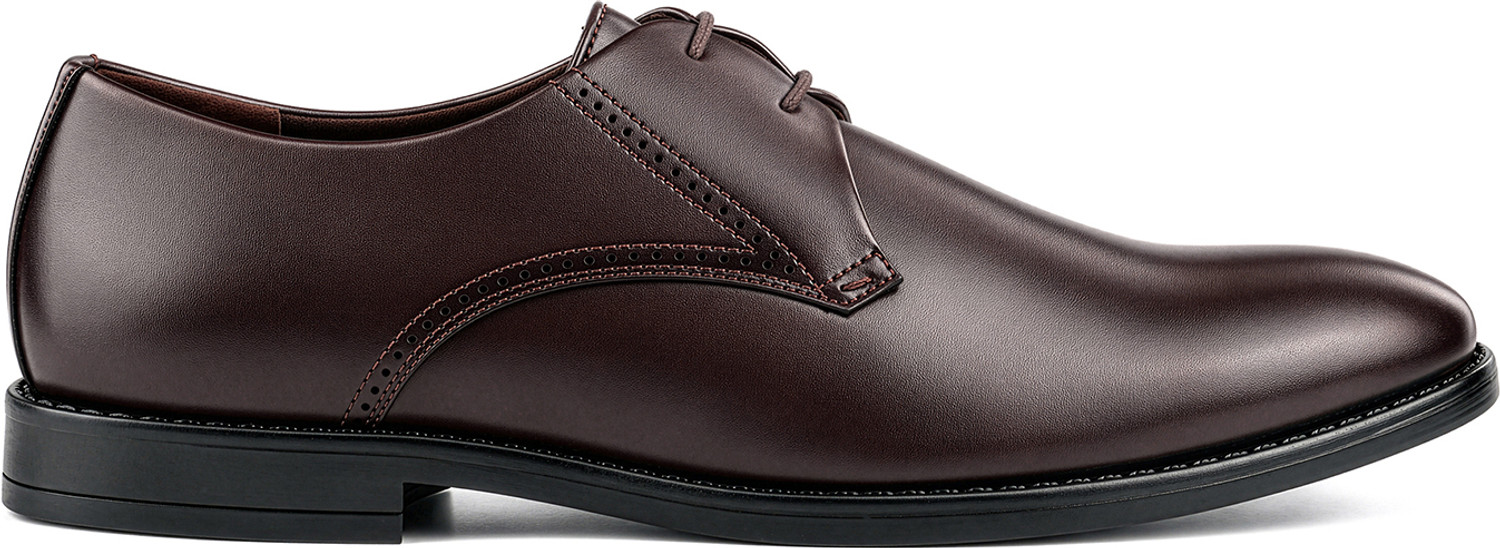 Image of LOUIS STITCH Men's Brunette Brown Formal Lace-Up Derby Shoes Derby For Men