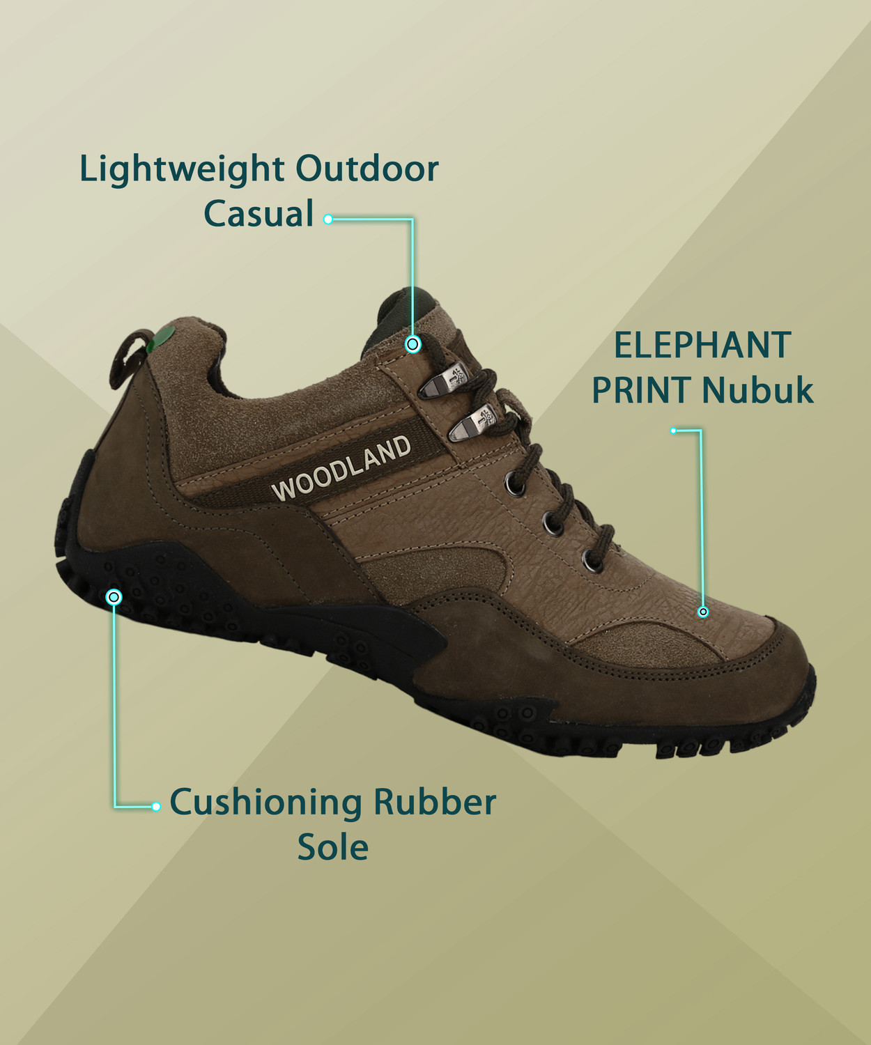 Image of WOODLAND Lace Up Lightweight Breathable Comfortable Daily Use Casuals For Men