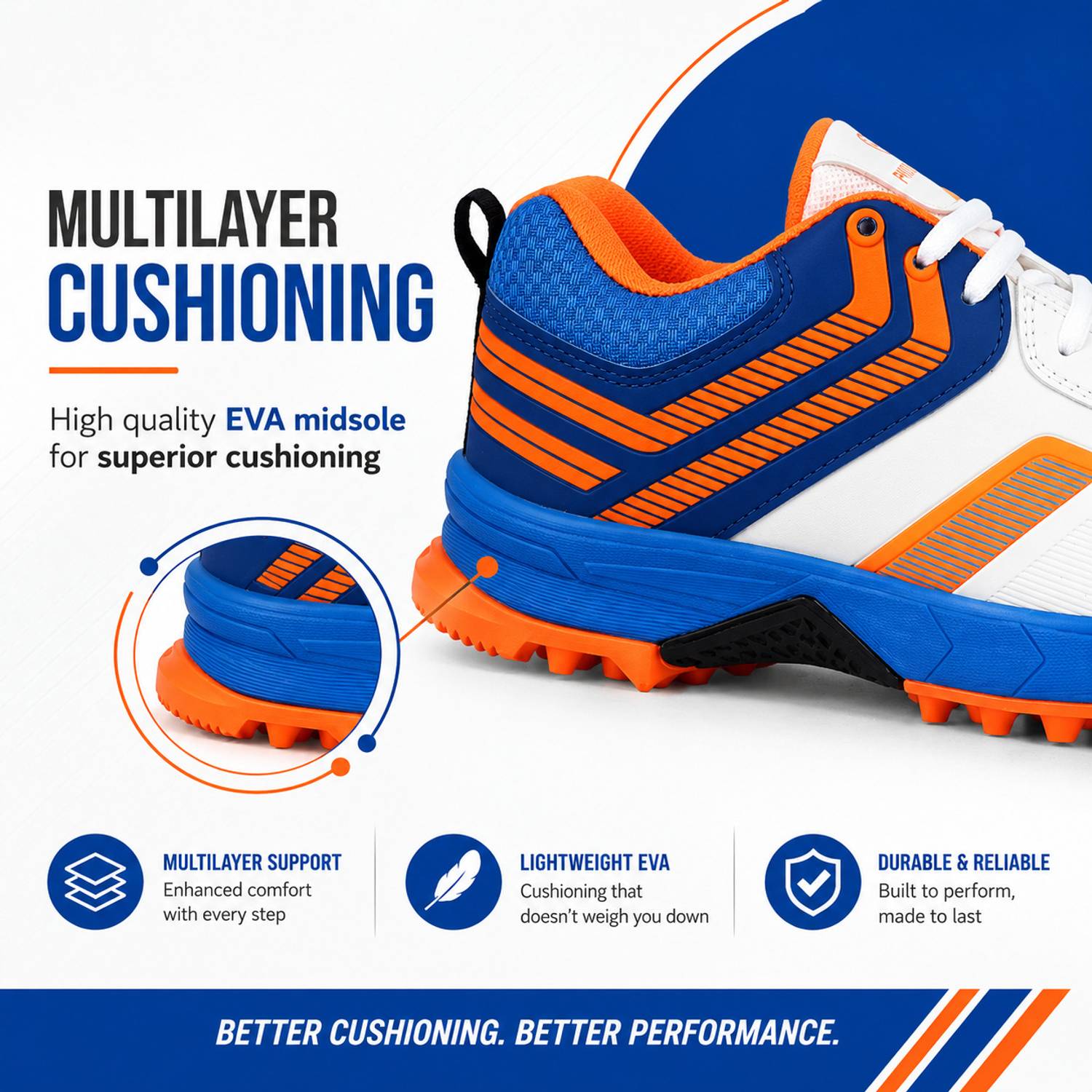 Advanced Cricket Shoes with Dual Closure & Rubber Phylon for Enhance Performance Cricket Shoes For Men - Image 4