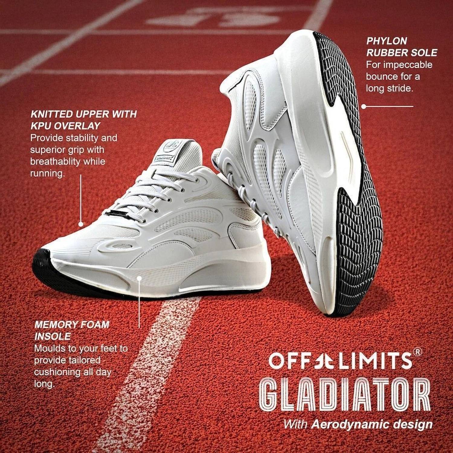 OFF LIMITS Men's Running Shoes White - Image 4