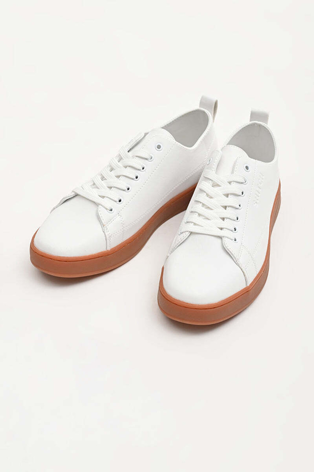Image of Snitch White Solid Sneakers Sneakers For Men