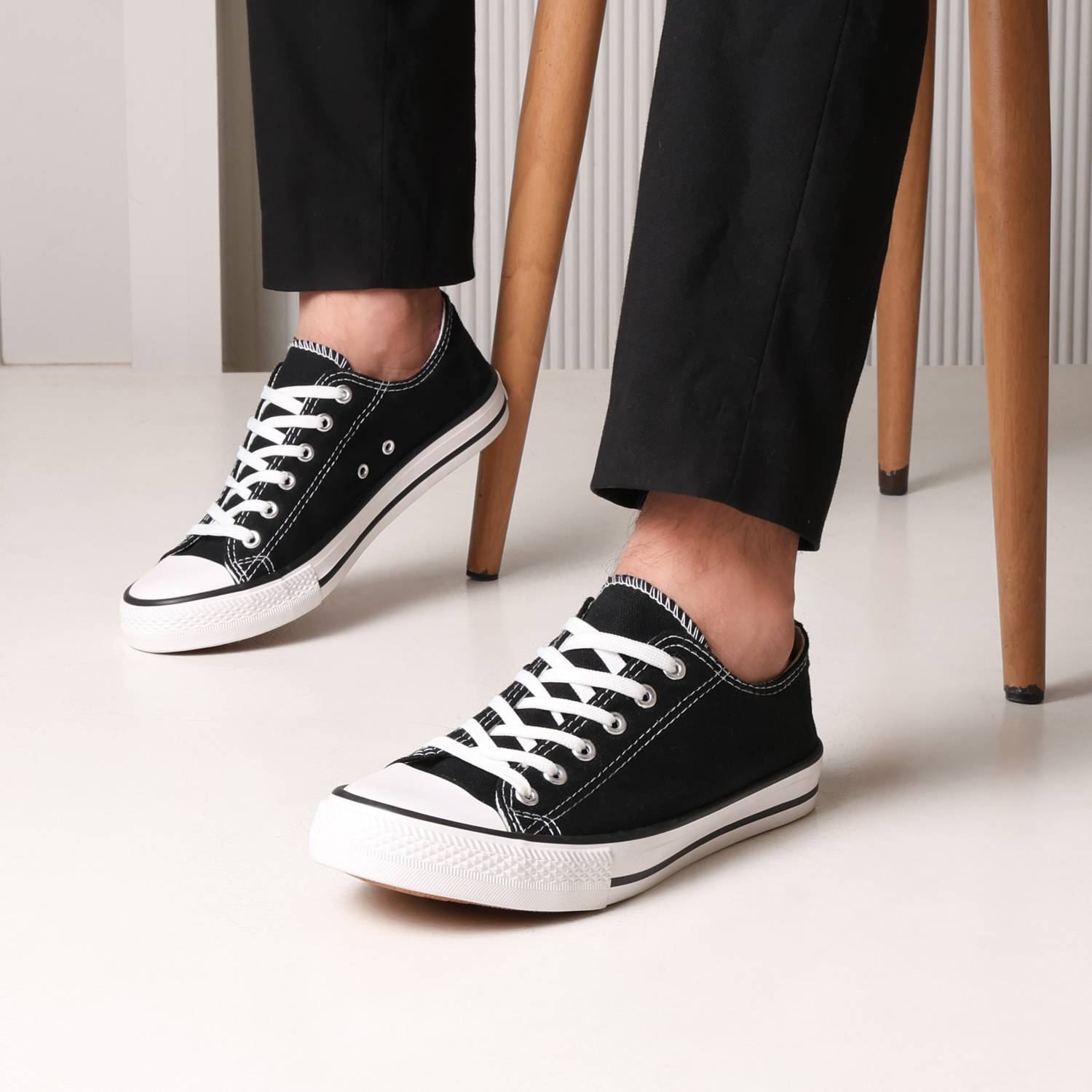 Sewayx CMR-111 Premium Canvas Shoes For Men Black - Image 5