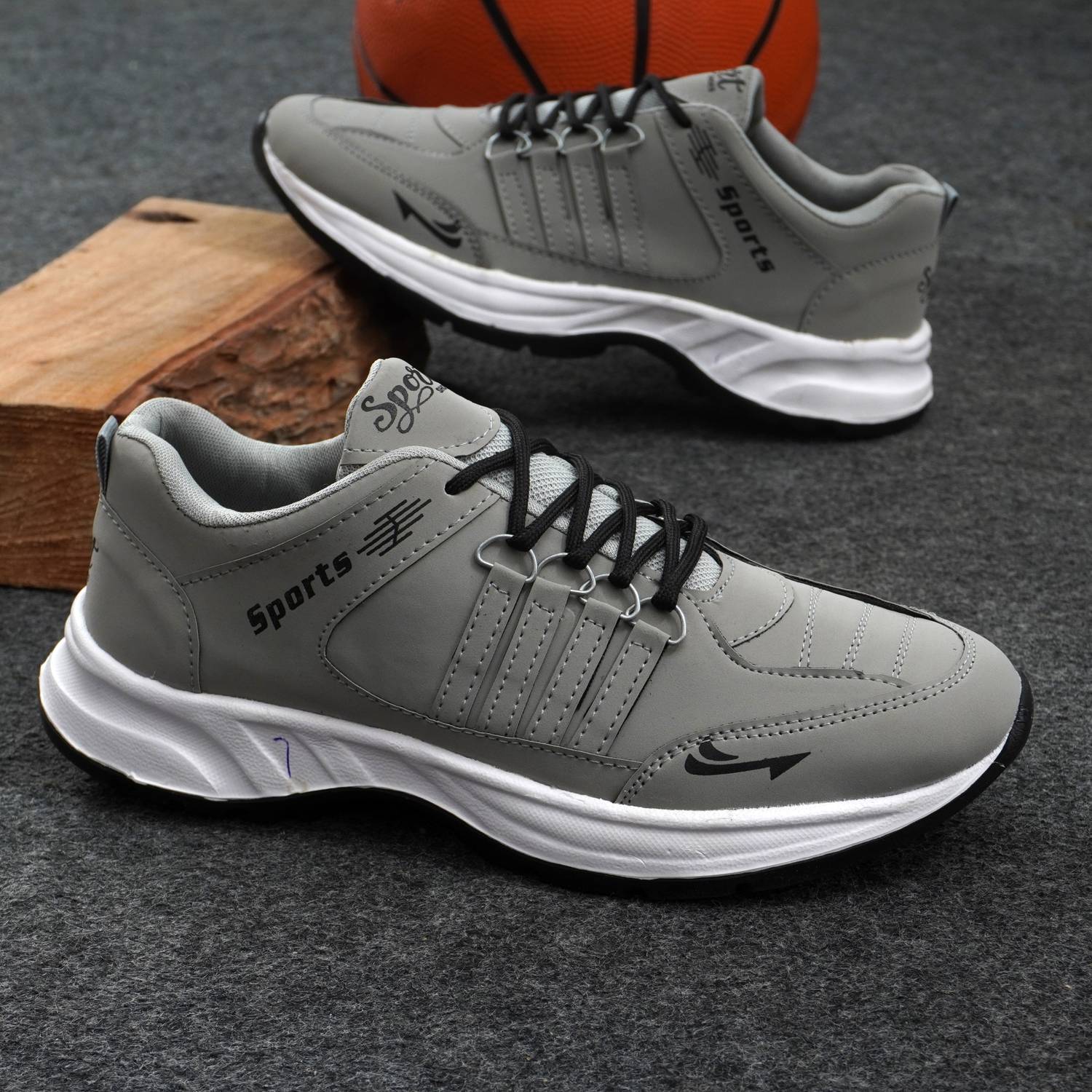 BAERU Grey Men's Casual Shoes - Image 1