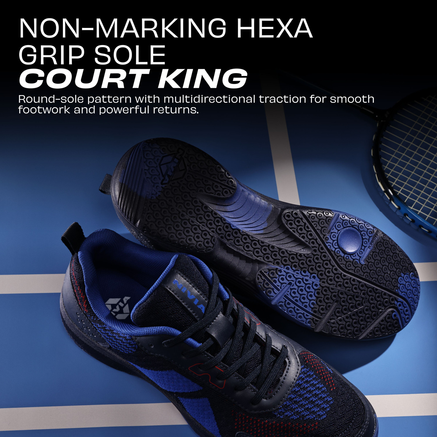 Image of NIVIA Badminton Shoes For Men (Navy, Blue, 9)