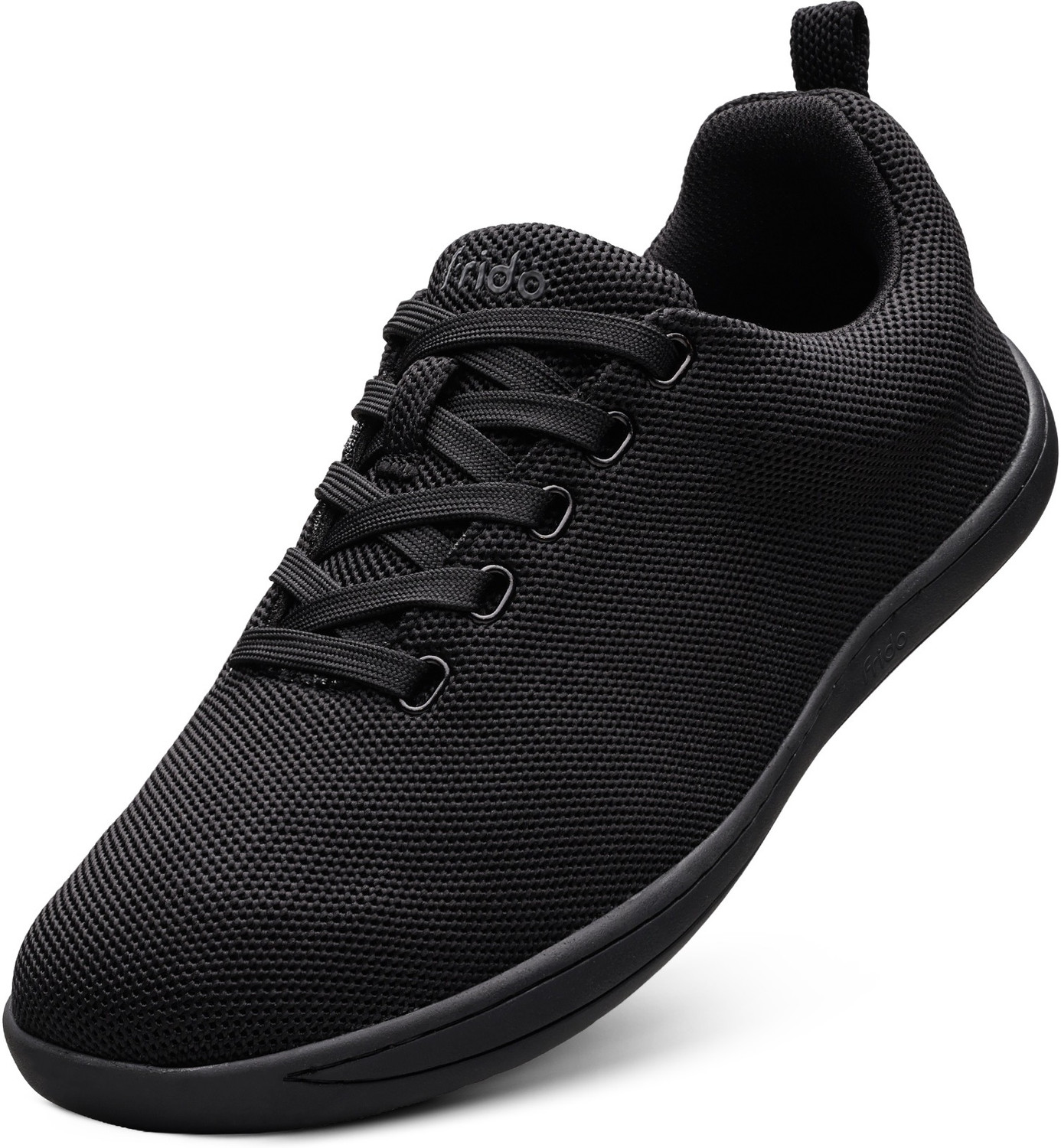 Image of Frido Arch Support Cloud Comfort Lace-up Knitted Sports Shoes with Zero-Drop Design Walking Shoes For Men (Black, 9)