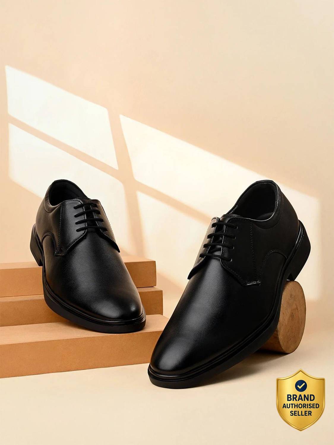 Louis Stitch Raven Black Derby Shoes for Men, UK-8
