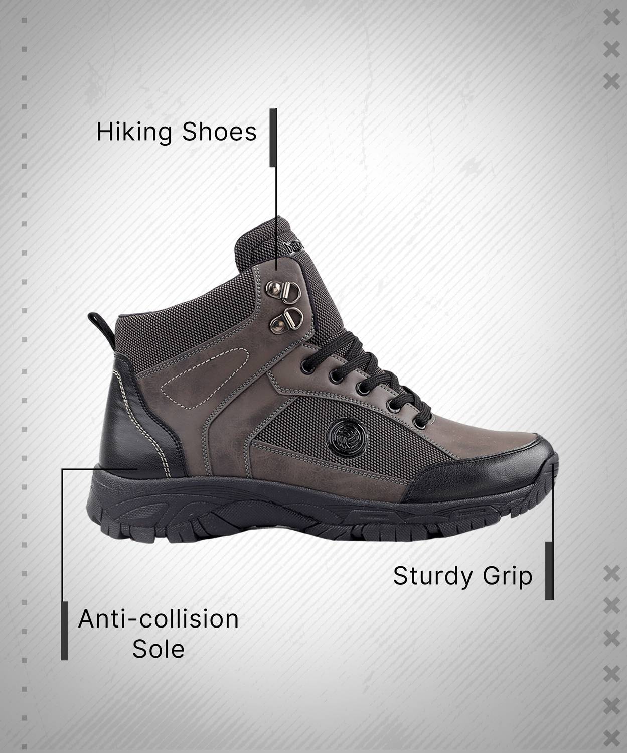 bacca bucci Hike 5 Eye Moto Boots For Men Gray - Image 3