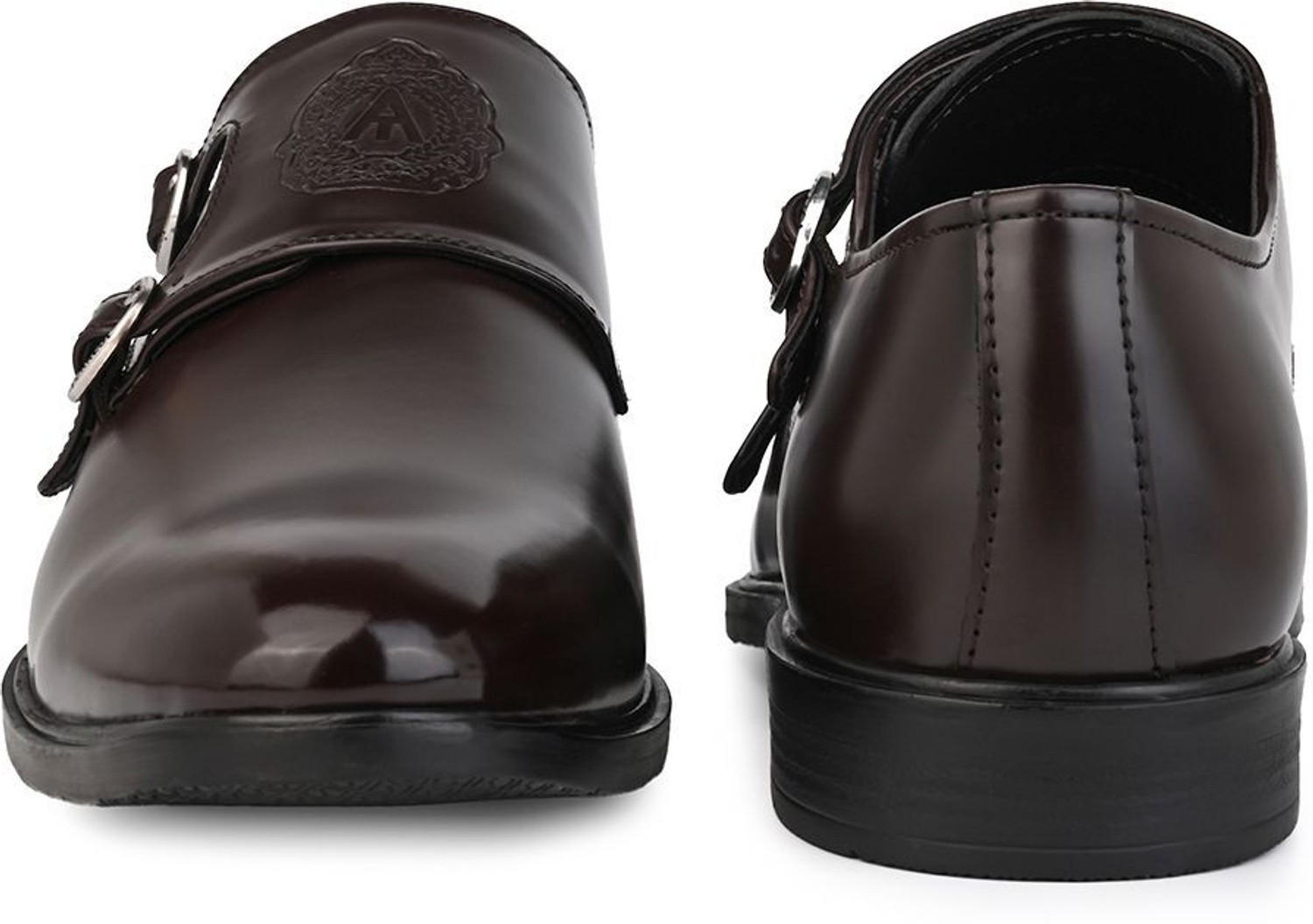 Image of ALBERTO TORRESI Alberto Torresi Men's Brown Synthetic Double Monk Strap Formal Shoe Monk Strap For Men