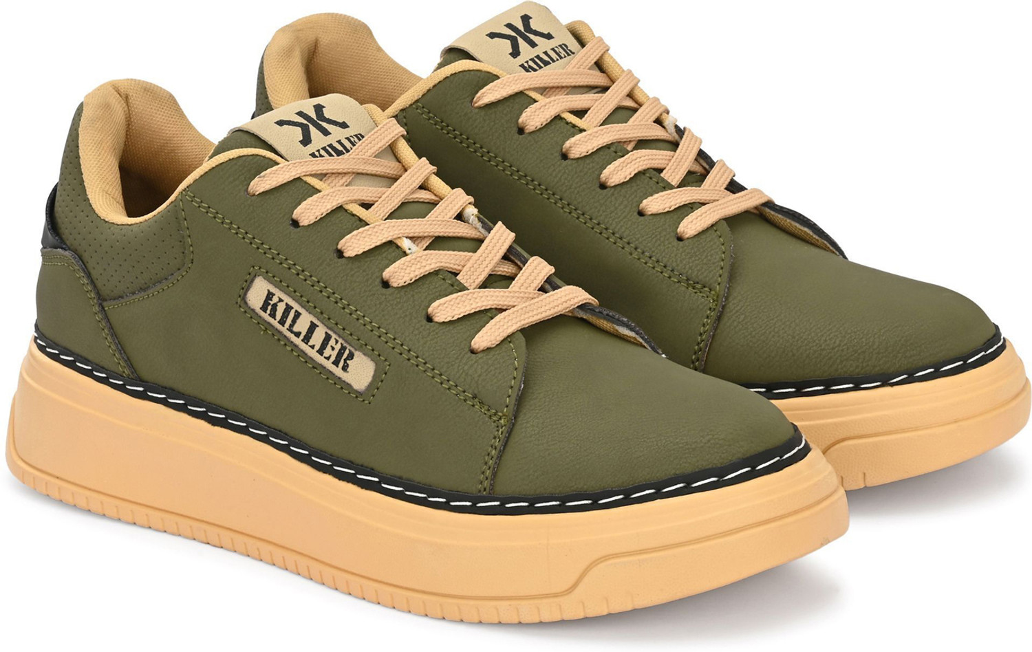 Image of KILLER Men's Olive Green Casual Sneakers with Stylish Look & Comfortable Sole Sneakers For Men