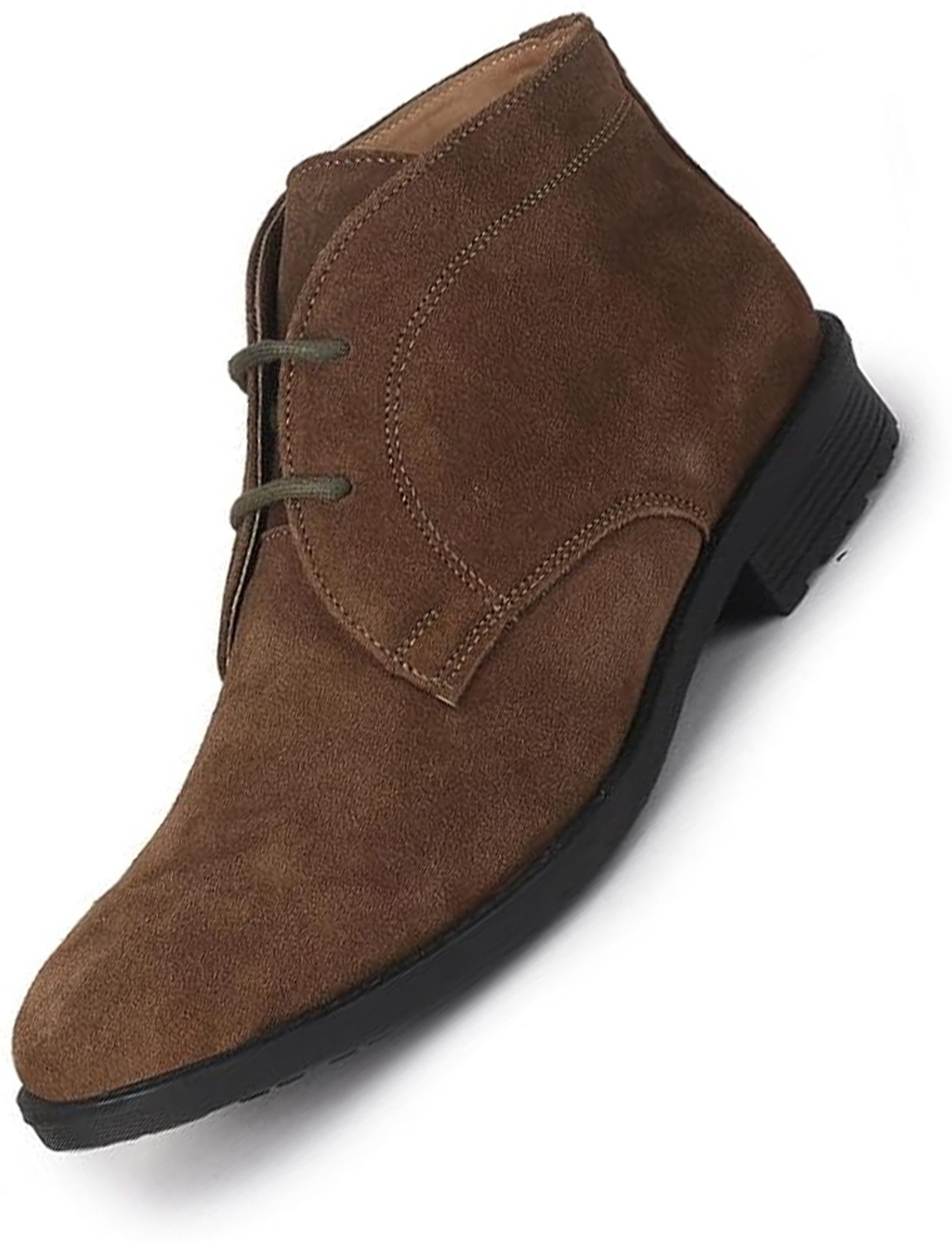 Image of FAUSTO Suede Leather Outdoor Winter High Ankle Lace Up Biker Chukka Boots For Men (Olive, 10)