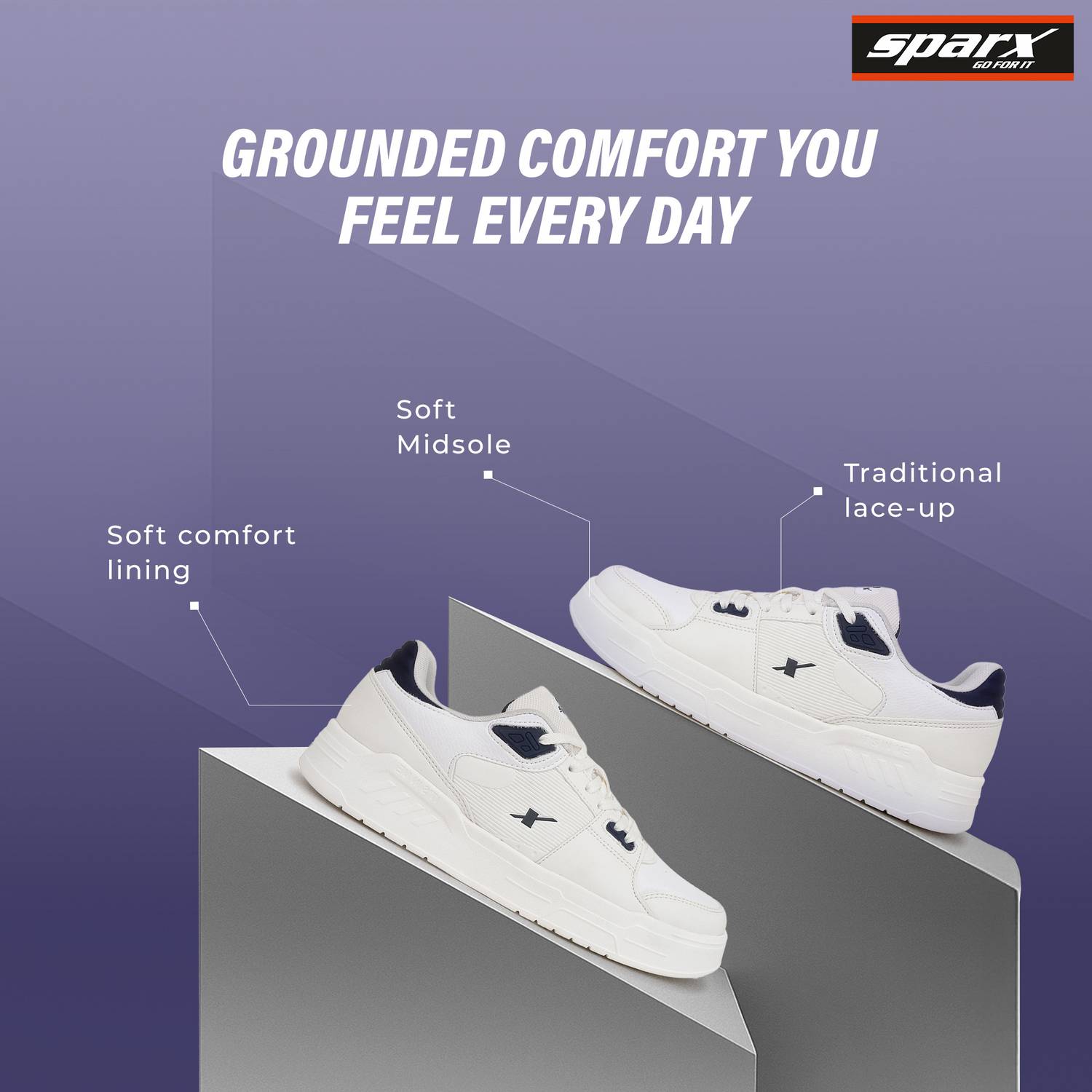 Sparx SM 9070 Men's White Sneakers - Image 5
