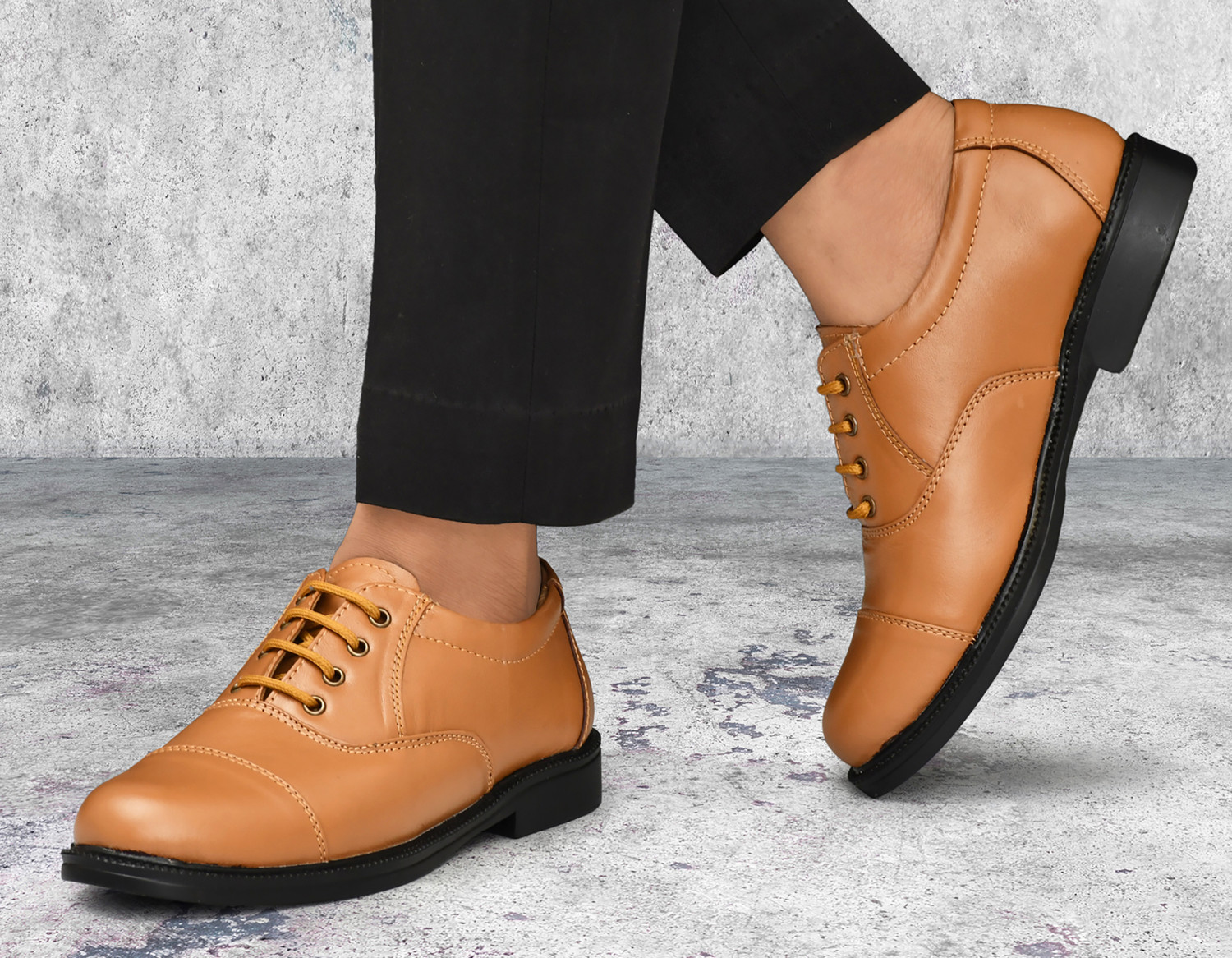 Image of PILLAA Men's Genuine Leather Lace Up Office Formal Oxford Shoes Lace Up For Men