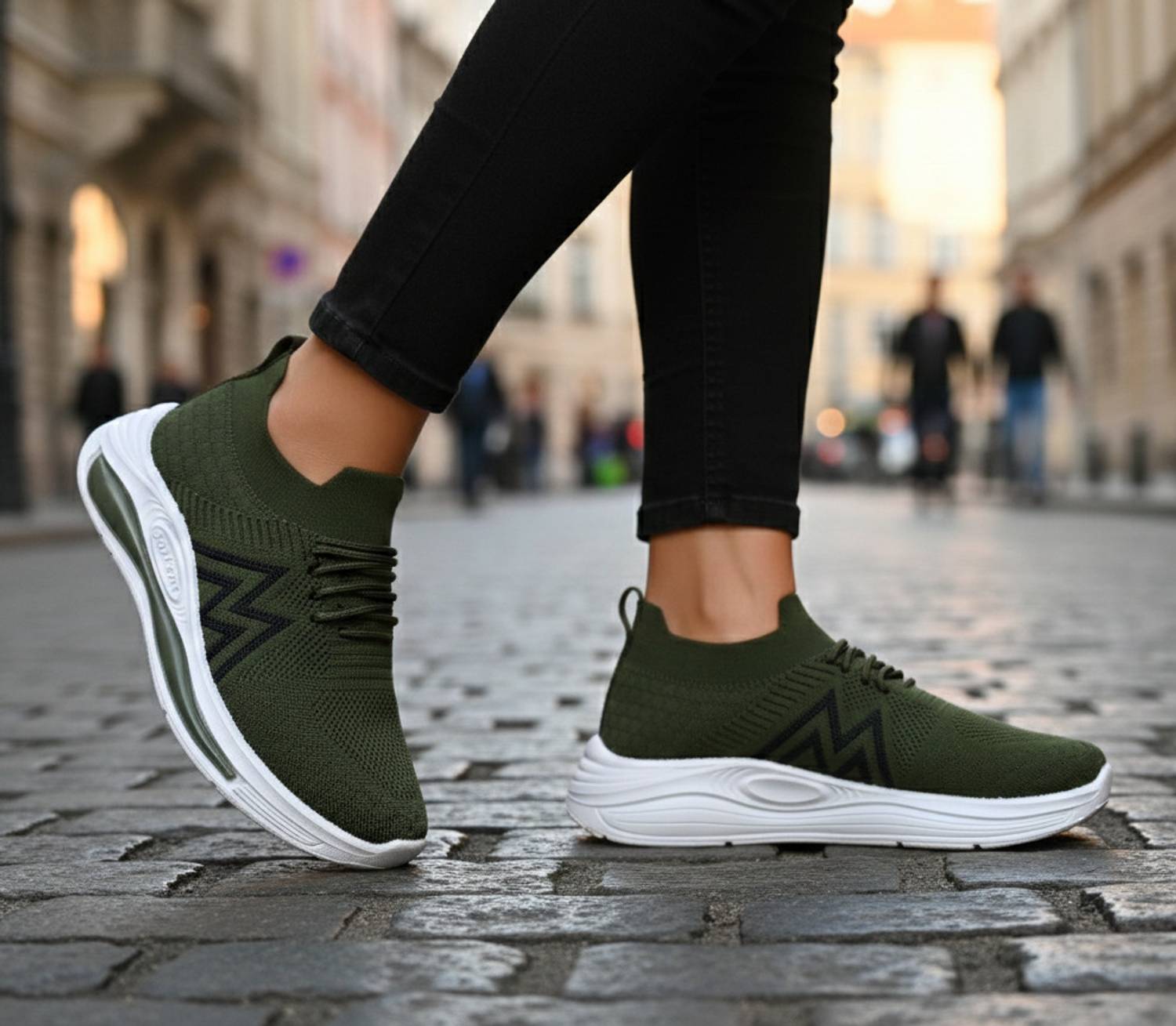 Hsquare Lilly.25 Walking Shoes For Women (Green , 8)