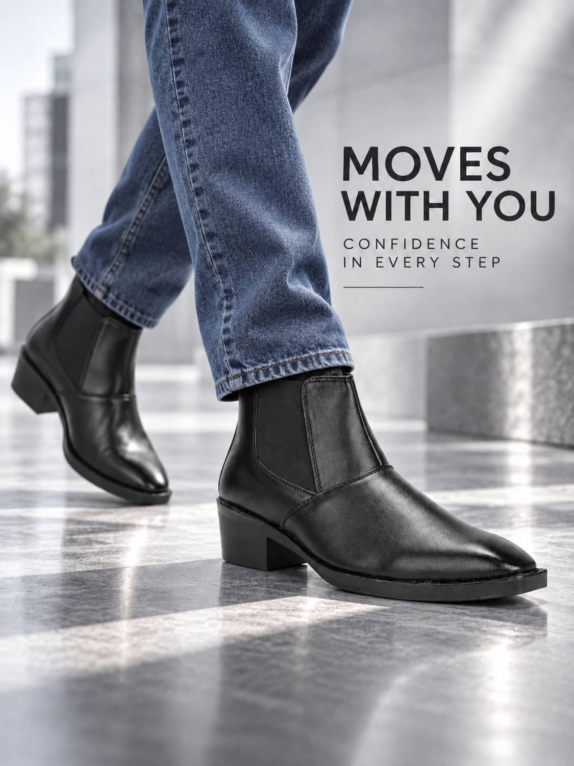 Kraasa Height Increasing Chelsea Boots For Men Black - Image 2