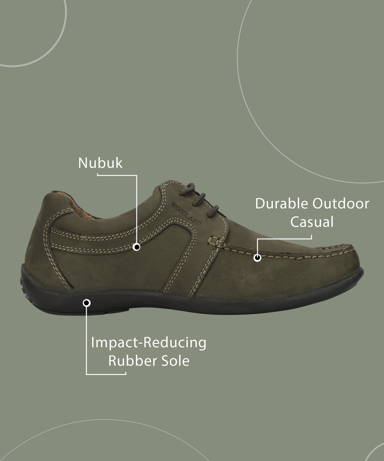 Image of WOODLAND Lace Up Lightweight Breathable Comfortable Daily Use Casuals For Men