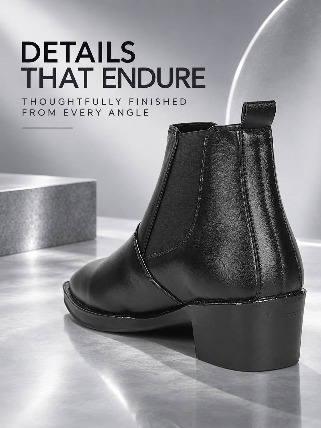 Kraasa Height Increasing Chelsea Boots For Men Black - Image 5