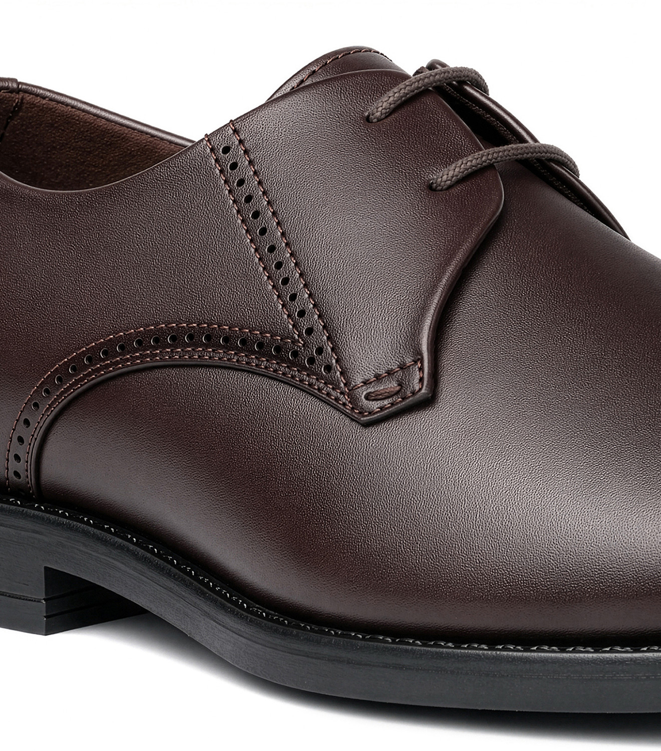 Image of LOUIS STITCH Men's Brunette Brown Formal Lace-Up Derby Shoes Derby For Men
