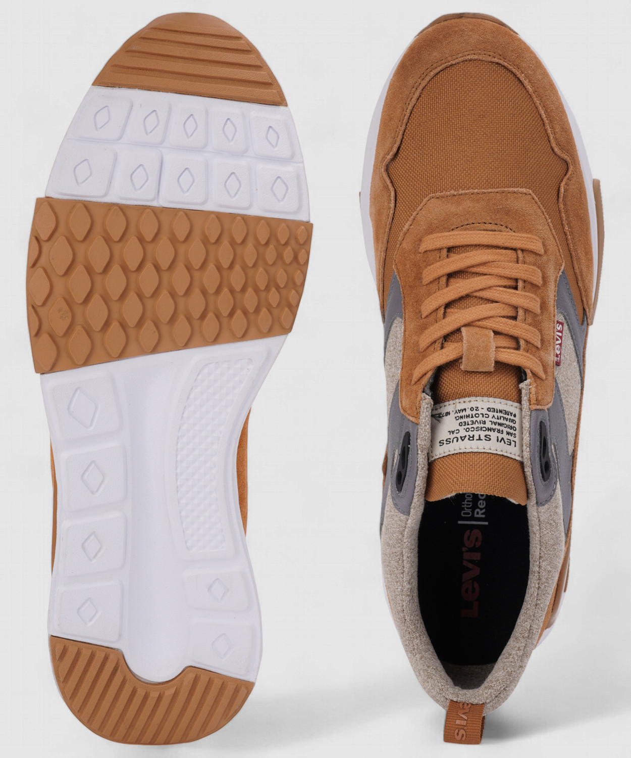 Image of LEVI'S Men's Brown Color Block Sneakers Sneakers For Men