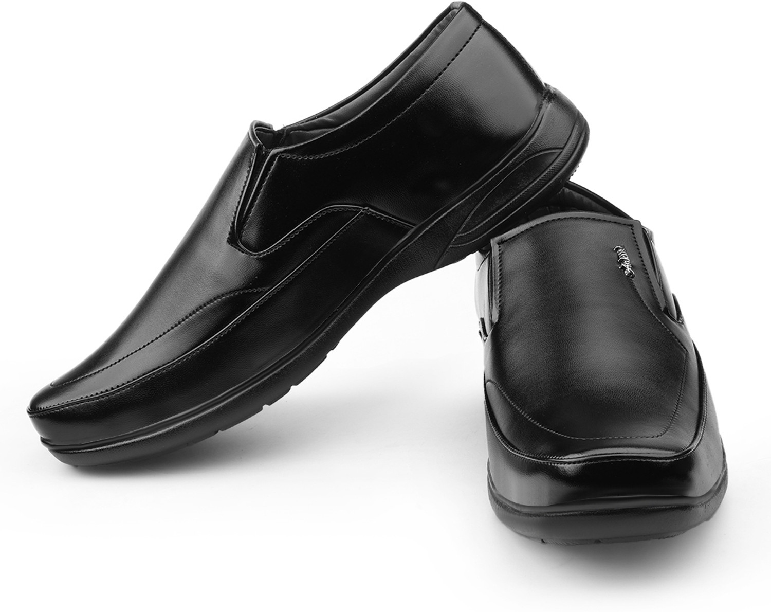 Image of VibeStep Men Black Formal Synthetic Leather Office Wear Shoes Slip On For Men