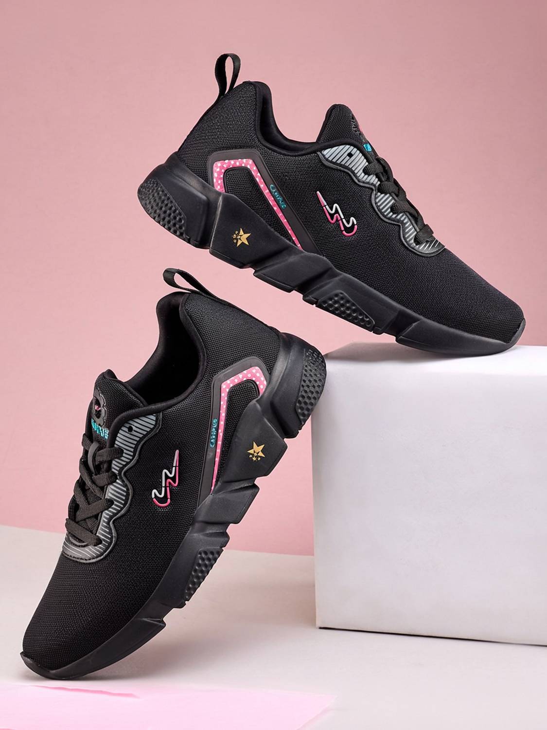 CAMPUS Running Shoes For Women (Black , 4)