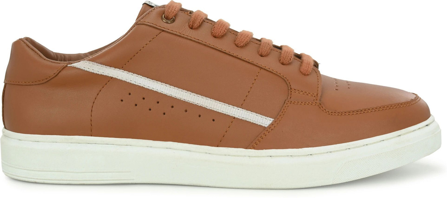 Image of AUSERIO Men's Leather Lace Up Sneaker Casual Shoes | Tan UK 10 (LS02) Sneakers For Men