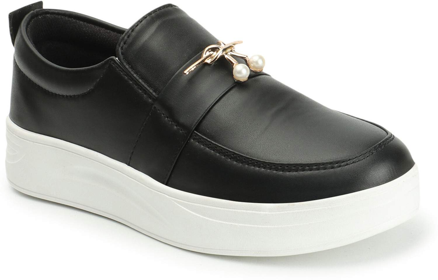 Image of ArranQue Casual pearl Buckle Detailed slip on For Women & Girls Loafers For Women