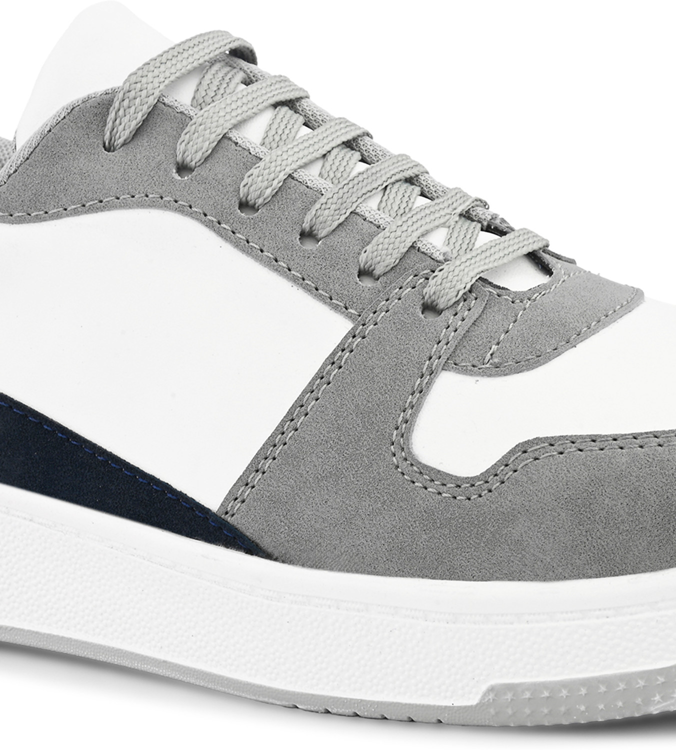 Image of Roadster Men white grey colourblocked chunky comfortable footbed lace up casual sneakers Sneakers For Men