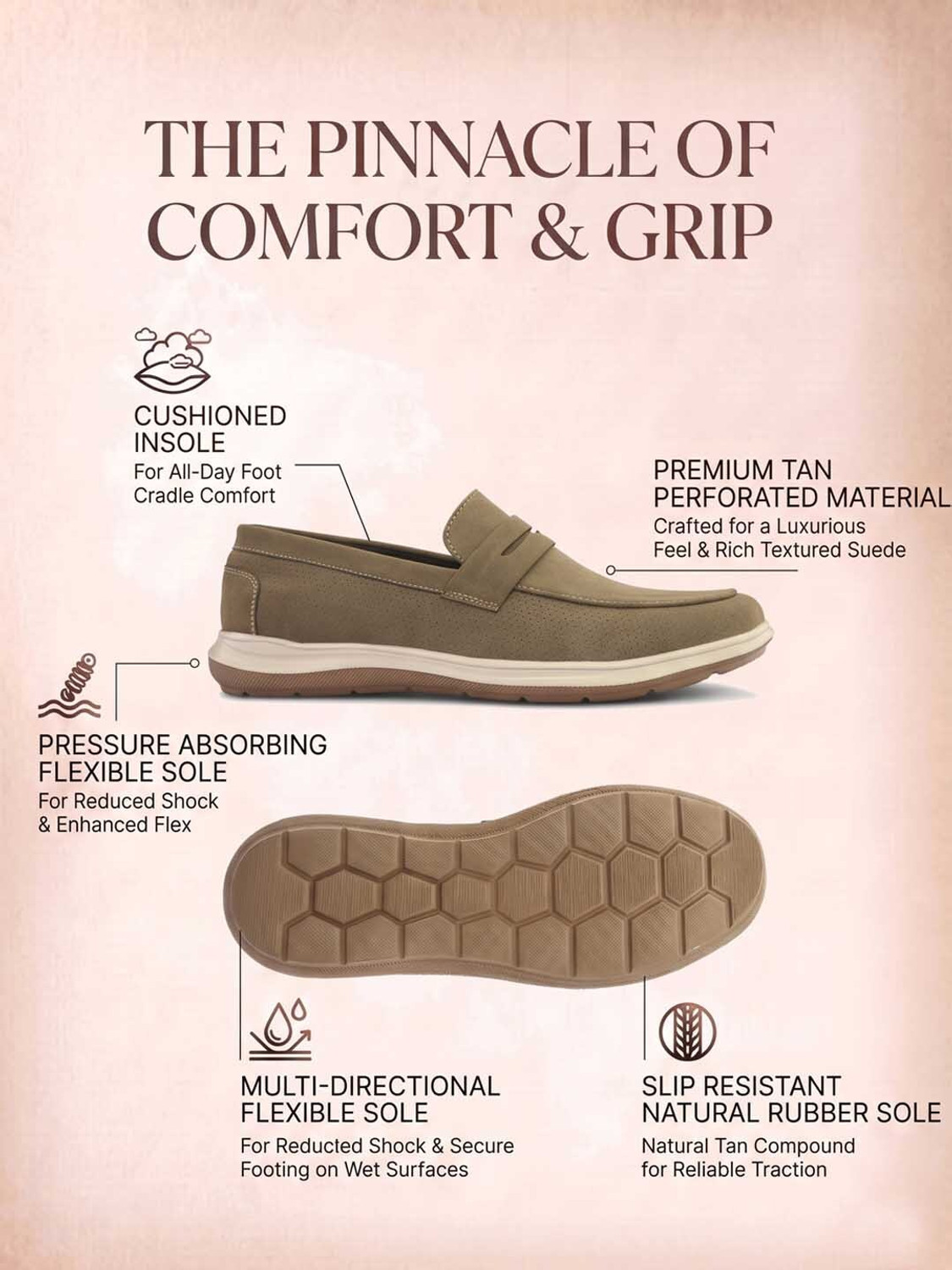 Image of Roadster Khaki Flexible Penny casual Shoe For Men