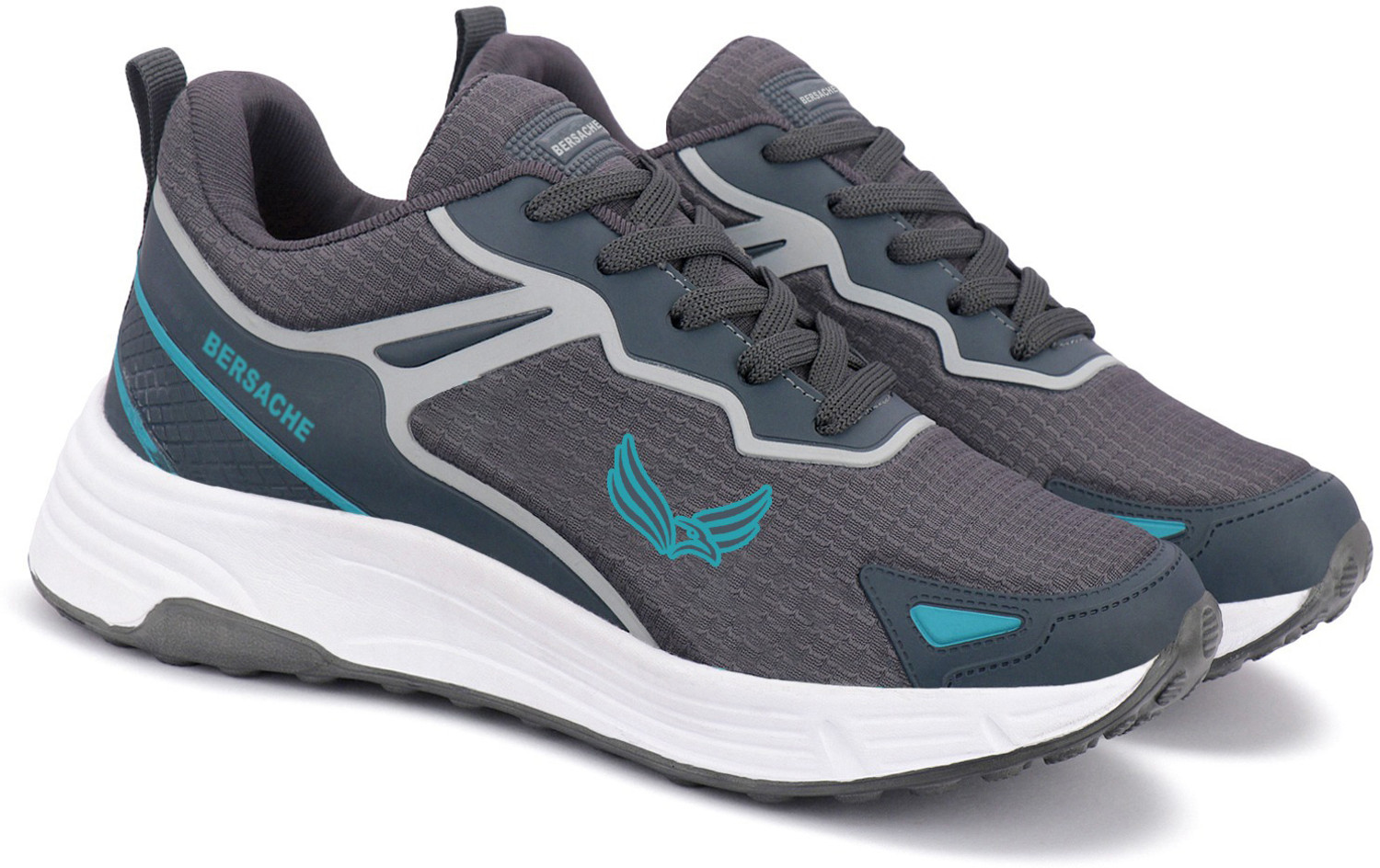 Image of Bersache Women's Lightweight Sports Shoes|Lace-Up Running Shoe with Cushion Sole Running Shoes For Women (Grey, 6)