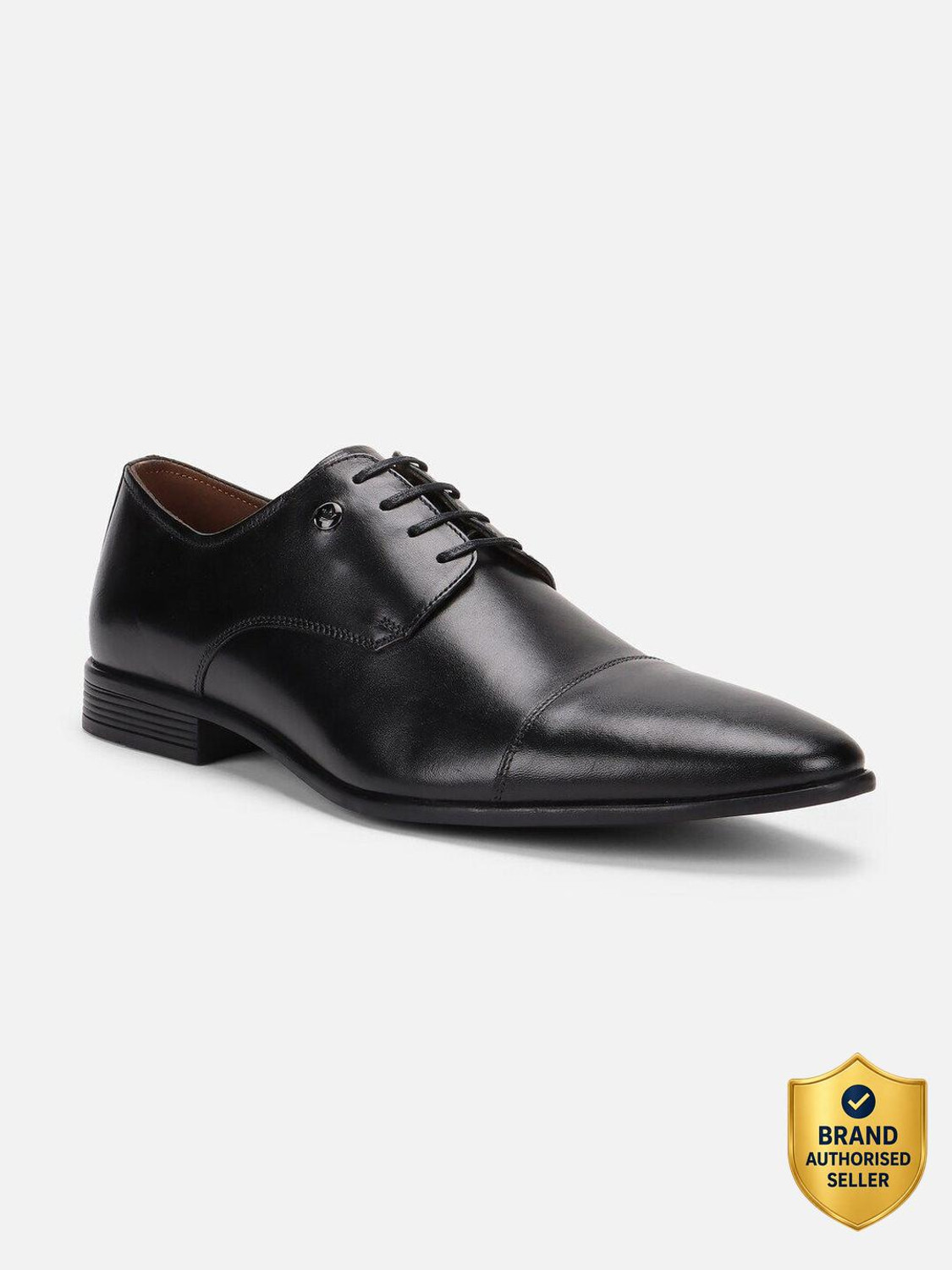 Image of LOUIS PHILIPPE Premium Leather Breathable Anti-Slip with Heel Formal Derby For Men