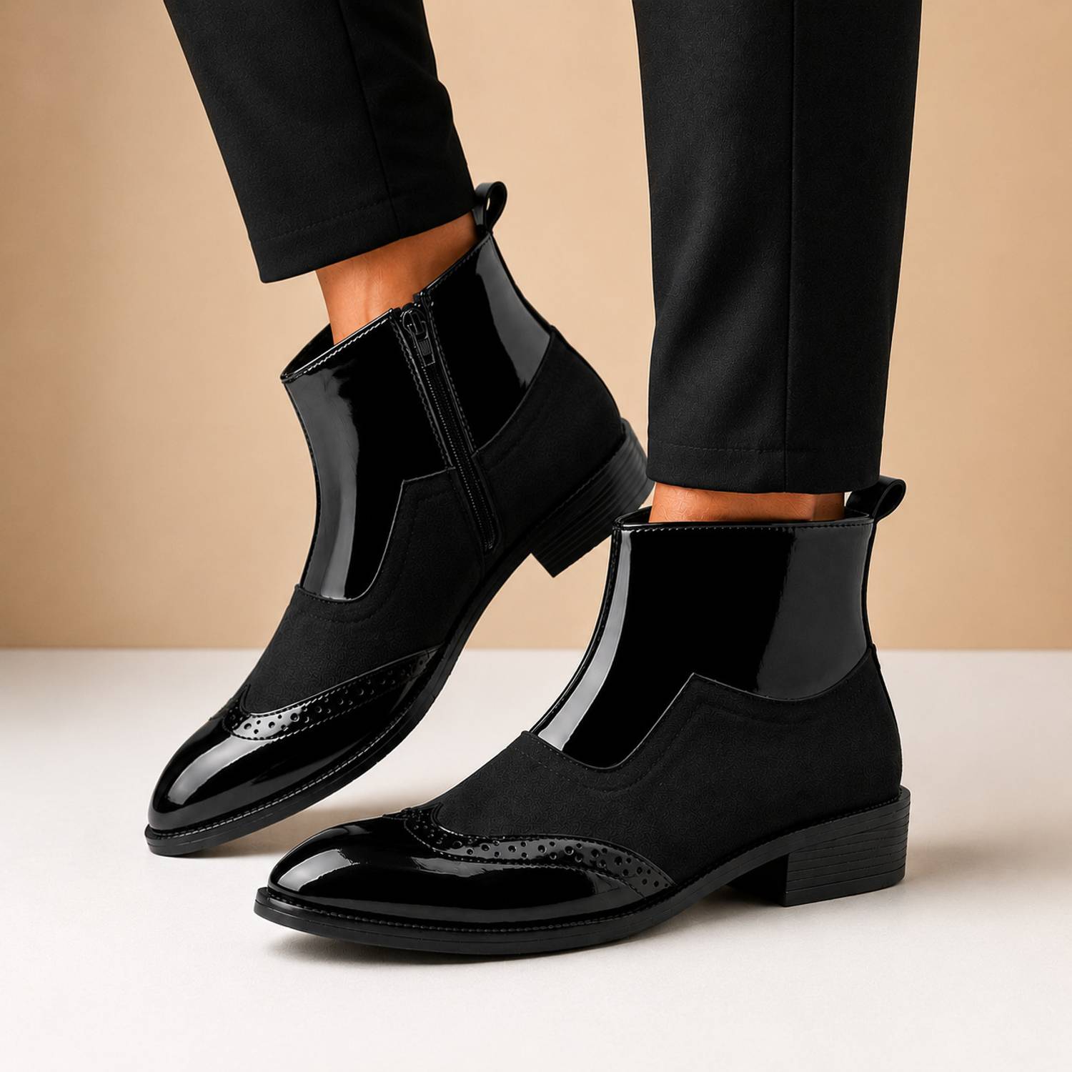 YUVRATO BAXI Men Black Formal Ankle Zip Boot - Image 2