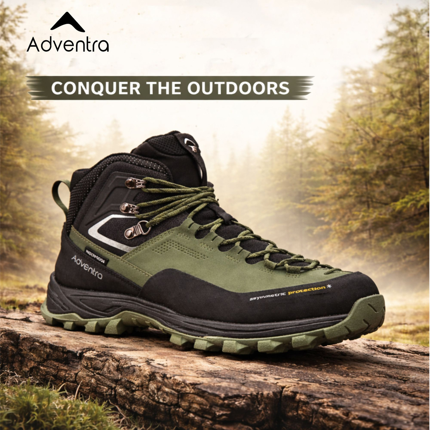Image of Adventra Adventra Men's Warm Waterproof Hiking Boots |WH1106 | Green Outdoors For Men